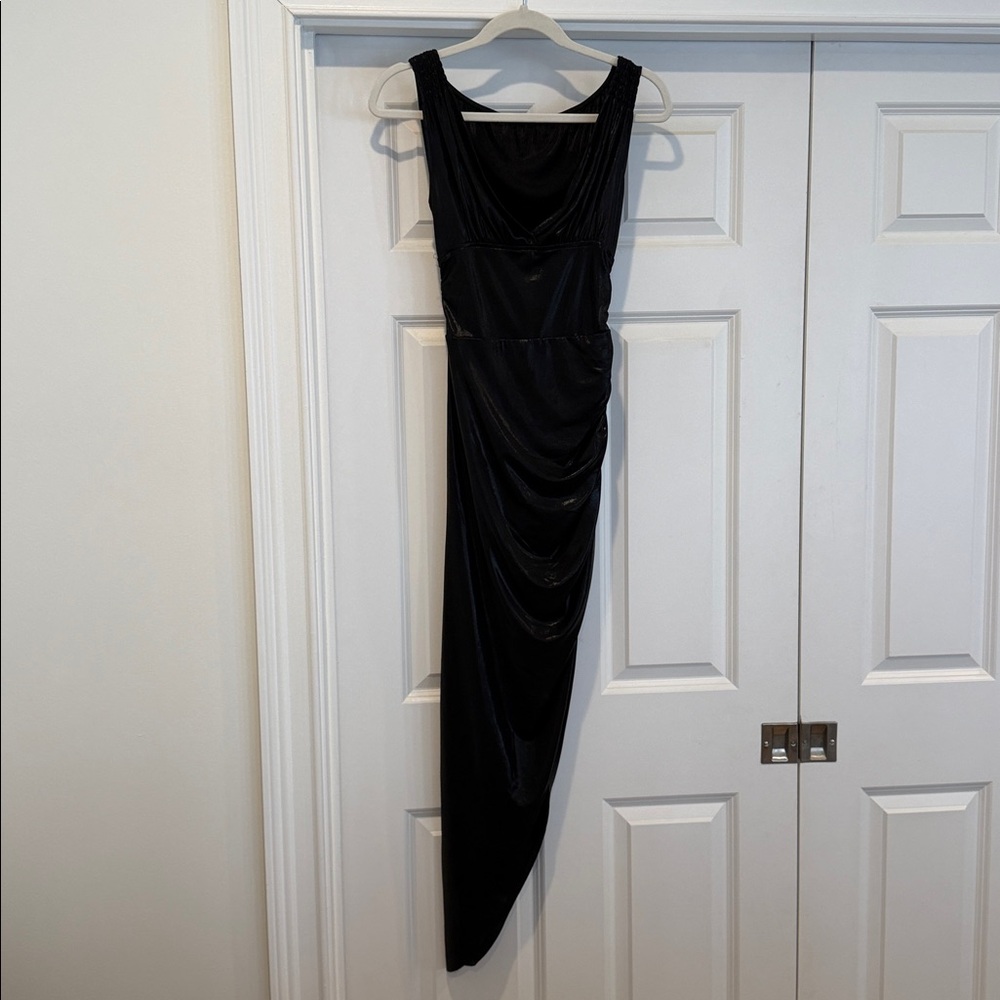 Tara Side Drape Gown in Black Lame Norma Kamali - Picture 3 of 4